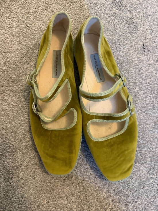 Viani Milano Shoes - Lily Sisto x Viani Milano Collab Olive Green Velvet Mary Jane Flats
